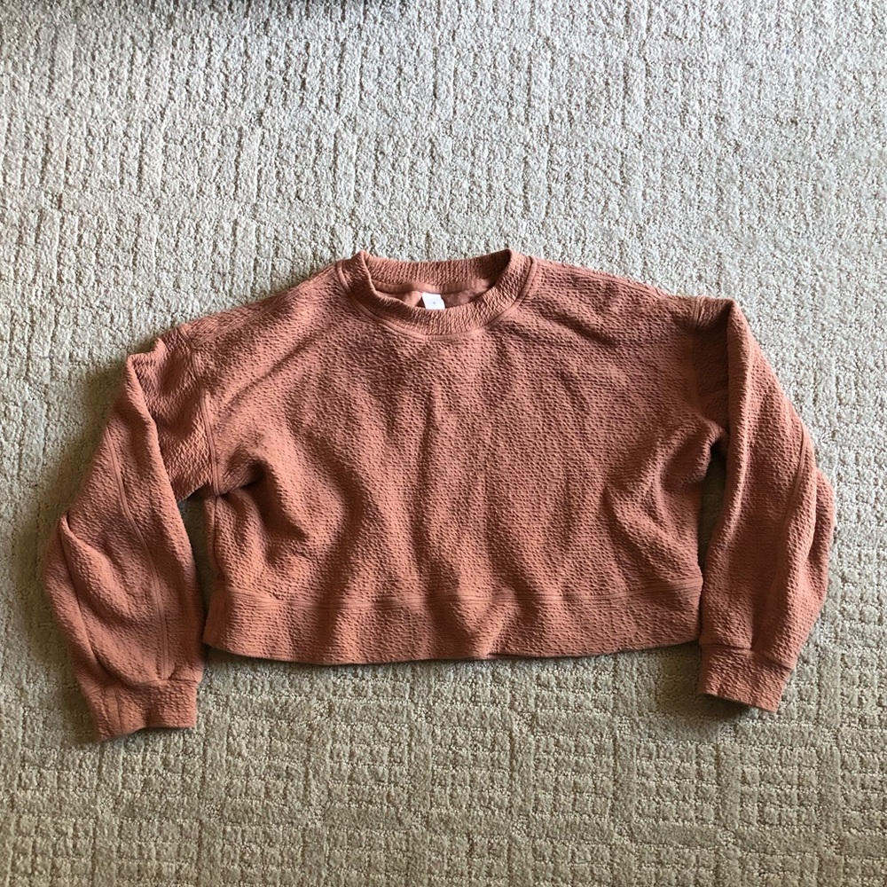 Burnt orange workout cropped sweatshirt Lululemon dupe